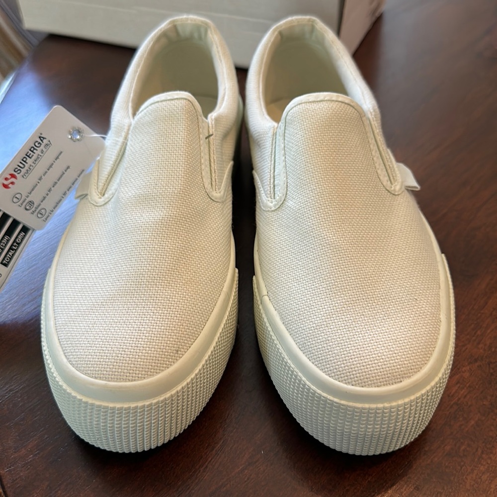 NWT Superga 2306 platform Slip ons in total green